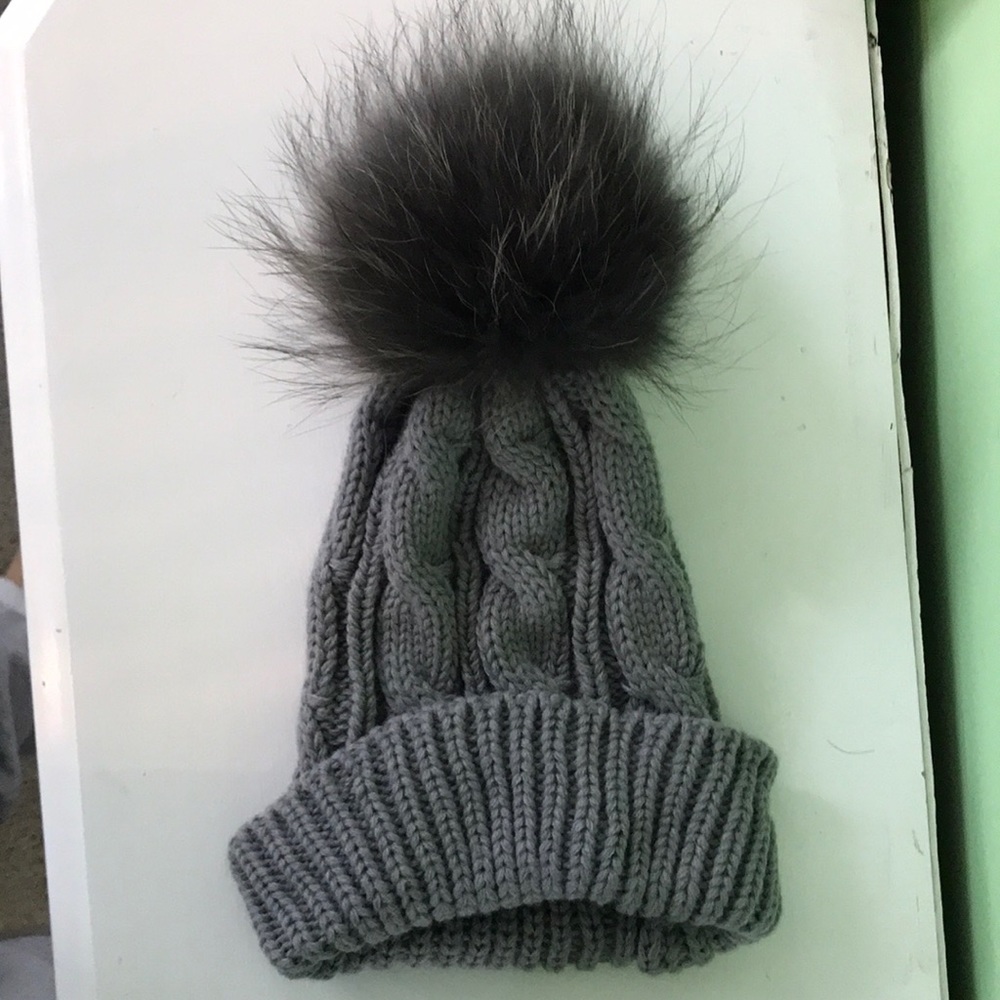 Grey poof hat